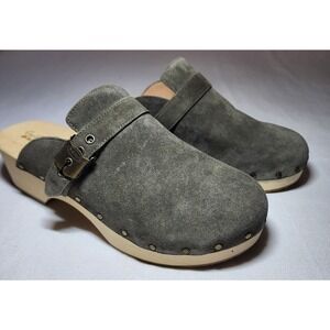 Dr Scholls Original Clog Green Suede Wood Sole - Womens Size 9